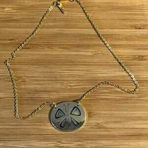 De Passillé Sylvestre butterfly necklace Art Jewelry gold tone vtg*READ*